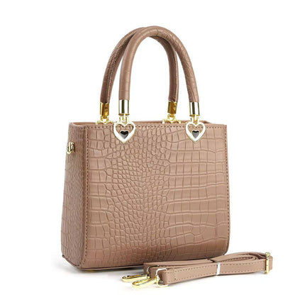 Croc Textured Structured Handbag
